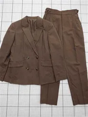 ◇ ⊇ レディースセットアップスーツ ジャケット＆パンツ チェック柄 ブラウン系 サイズ38 E  【1512220076615】