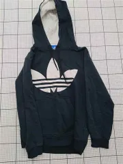 ◇ ⊇ アディダス adidas トレフォイルロゴ パーカー ブラック系 Lサイズ メンズ E  【1512220076493】