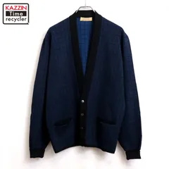 70s イギリス製 vintage 総柄 ニットカーディガン メンズ Lサイズ相当