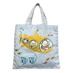 familiar(ファミリア) トートバッグ - ライトブルー×ダークイエロー×マルチ 熊/魚/潜水艦/ミニバッグ