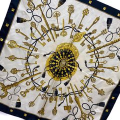 エルメス カレ90 LES CLES シルクスカーフ LES CLES ブラック HERMES AC0174