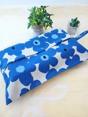 ボックスティッシュカバー(北欧フラワーブルー)