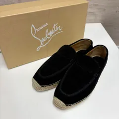 Christian Louboutin クリスチャンルブタン PAQUEPAPA FLAT CROSTA スウェードローファー 3210514 ブラック size:39【中目黒B01】 