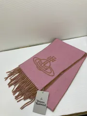 【中古美品】Vivienne Westwood ヴィヴィアンウエストウッド COTTON PINK SINGLE ORB DOUBLE FA 25X185 ブラッシュ ウール フランネル マフラー ストール 【187-260115-em-24-min】