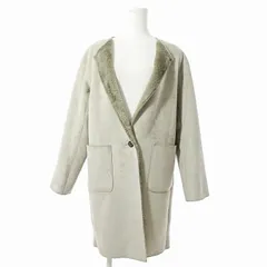 プラステ PLST フェイクムートンコート ジャケット ノーカラー 裏起毛 M ベージュ 0327 ■GY09