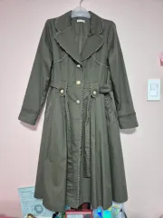 アクシーズファム ヴィンテージ レース ロング コート カーキ