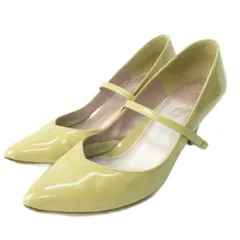 銀座かねまつ GINZA Kanematsu エナメル パンプス ポインテッドトゥ ベージュ 23.5 ■YHS4