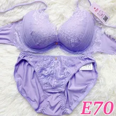 ブラショーツセット E70 総レース チュールレース ビジュー パープル ラベンダー 上品 大人可愛い セクシー  フルバック ランジェリー 下着セット