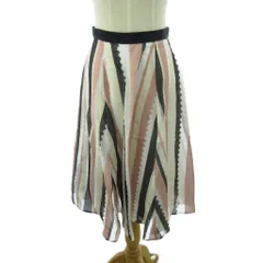 ジャスグリッティー JUSGLITTY 美品 スカート ストライプ ひざ丈 2 マルチカラー 1006 ■YHS5