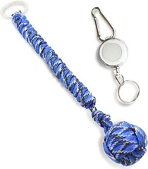 SALUDABLE パラコード ストラップ 防犯 グッズ 護身用 カラビナ キーホルダー 女性 子供 (ブルー)