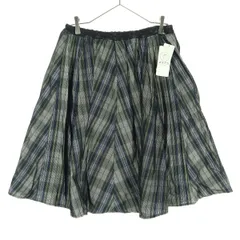 未使用 axes femme アクシーズファム チェック柄 ミディ丈 フレアスカート M ブラック系 レディース 古着