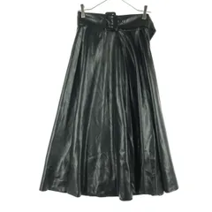 美品 ZARA ザラ ロング丈 フェイクレザー フレアスカート XS ブラック レディース 古着