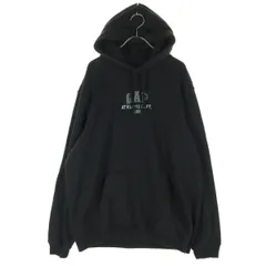 GAP ギャップ 裏起毛 ワンポイントロゴ 長袖 スウェットパーカー Ｌ ブラック メンズ 古着