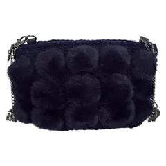 ANTEPRIMA MISTO(アンテプリマミスト) ショルダーバッグ美品  ペーリ ダークネイビー ストラップ着脱可/チェーンショルダー フェイクファー