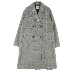 nano universe ナノユニバース 千鳥格子柄 長袖 チェスターコート 38 グレー系 レディース 古着