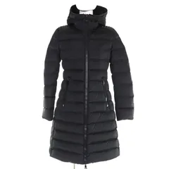 美品☆MONCLER モンクレール TALEV ロゴワッペン・フード付 レザー使い ZIP UP ダウンコート ブラック 1 正規品 レディース