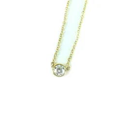 極美品★TIFFANY&Co. ティファニー エルサペレッティ 750(YG) バイザヤード 1P ダイヤ ネックレス ダイヤ0.22ct G VVS2 3EX NONE 36203625 ゴールド 箱・ケース付き 総重量1.93g レディース