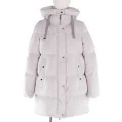 美品◇MOORER ムーレー NAIROBI ナイロビ ダブルジップ ロゴボタン フード付き ダウンコート ライトグレー 40 イタリア製 レディース