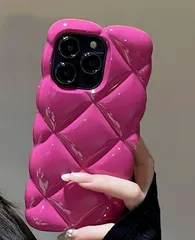 Liberte555 スマホケース iphone キルティング ぽこぽこ ピンク ギャル 女子高校生 韓国 可愛い (ピンク1,  iPhone 13 PRO MAX)