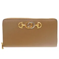 新品同様 グッチ ズゥミ 570661 レザー ブラウン ラウンドファスナー 長財布 0061 GUCCI
