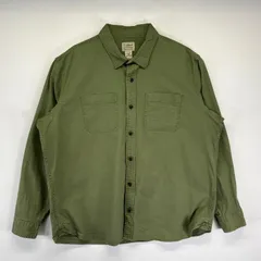 古着 00’s/00年代 エルエルビーン L.L.Bean 長袖シャツ 無地 胸ポケット コットンシャツ アウトドア L  グリーン系 メンズ