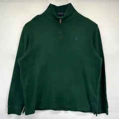 古着 ポロ・ラルフローレン POLO RALPH LAUREN スウェット 大きいサイズ トレーナー ハーフジップ ワンポイント 2XL  グリーン メンズ