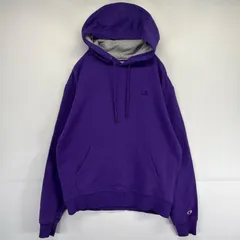 古着 チャンピオン Champion パーカー プルオーバー  ワンポイントロゴ刺繍 フーディ M  パープル系 メンズ
