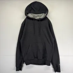 古着 チャンピオン Champion パーカー プルオーバー  スウェット ワンポイントロゴ刺繍 フーディ S  ダークグレー メンズ