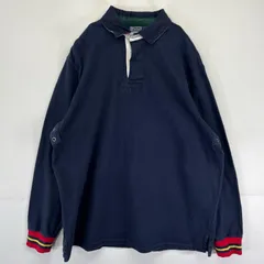 古着 ポロバイラルフローレン Polo by Ralph Lauren ラガーシャツ 襟裏ロゴ刺繍 トレーナー プルオーバー  L  ネイビー系 メンズ