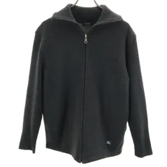 美品 BURBERRY BLACK LABEL バーバリーブラックレーベル 日本製 ニットジャケット 3 ブラック系 三陽商会 メンズ 古着