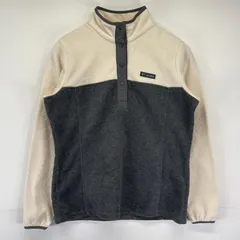 古着 コロンビア Columbia スナップTフリースジャケット ハーフボタン アウトドア ワンポイントロゴ刺繍 プルオーバー M  ホワイト メンズ