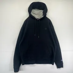 古着 チャンピオン Champion パーカー プルオーバー ワンポイントロゴ スウェット フーディ L  ブラック メンズ