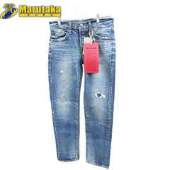 未使用 レッドカード ビームス 別注 リズム リペアード W29 デニム ジーンズ B17878-krm ダメージ 綿100% スリムテパード 逸品質屋 丸高 尼崎市 RED CARD × BEAMS0 RHYTHM REPAIRED DENIM