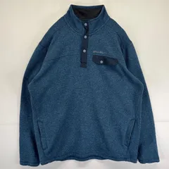古着 エディー・バウアー Eddie Bauer フリースニット ハーフボタン プルオーバー  ワンポイントロゴ刺繍 TL  ブルー系 メンズ