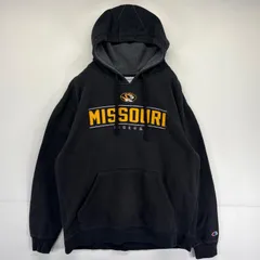 古着 チャンピオン Champion パーカー プルオーバー  スウェット カレッジロゴ フーディ ワッペン L  ブラック メンズ