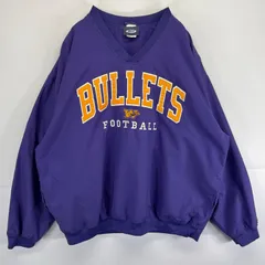 古着  NEFE ナイロンジャケット ナイロンプルオーバー Vネック 大きいサイズ フットボール ワッペン 刺繍 XL  パープル メンズ