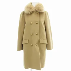 クミキョク 組曲 KUMIKYOKU ダブル ステンカラーコート ミドル アンゴラ混 フォックスファー 2 ベージュ /GV ■GY09