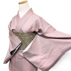 しつけ付き 雪輪×手刺繍 正絹付下げ着物 付け下げ スワトウ刺繍 観世水 雪輪紋 花 波 着物 123b d ms - メルカリ