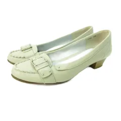 銀座かねまつ GINZA Kanematsu ベルト パンプス レザー ラウンドトゥ 22.5 ベージュ系 ■YHS4