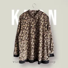 昭和レトロ花柄長袖シャツ　ヴィンテージシャツ　レトロコーデ　USED