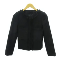 アンタイトル UNTITLED ノーカラージャケット ブルゾン ツイード ラメ ショート丈 1 黒 ブラック 1002 ■YHS5