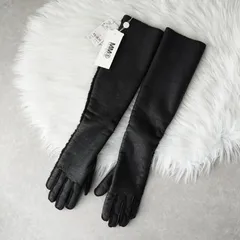 【3月5日までの限定価格】エムエムシックス メゾンマルジェラ ロング レザー 手袋 グローブ ブラック メンズ タグ付き未使用品