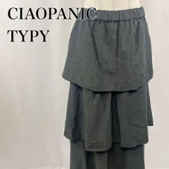 CIAOPANIC TYPY　チャオパニックティピー　ONE　チャコール　リネン混　ウエストゴム　ティアードフリル　ロングスカート 4182