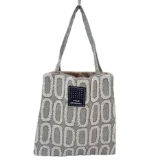 mina perhonen (mina)(ミナペルホネン) トートバッグ美品  - グレー×ライトグレー ミニバッグ ウール