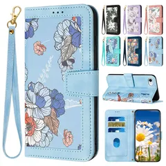 iPhone 12 手帳型カバー 6色 ストラップ付き 花柄 フラワー カード収納 スタンド機能 マグネット 耐衝撃 日常 おしゃれ かわいい アイフォン 12 ケース 保護カバー スマホケース