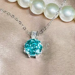 パライバトルマリン ブルーグリーンシルバーネックレスartificial