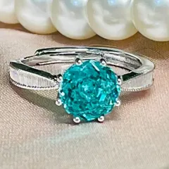 パライバトルマリン ブルーグリーンシルバーリングフリーサイズ artificial