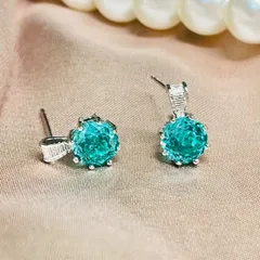 パライバトルマリン ブルーグリーンシルバーピアスartificial