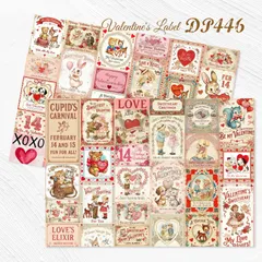 【DP446】デザインペーパー バレンタイン ビンテージラベル コラージュシート