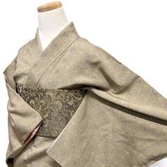 小紋 単衣 身丈157 裄63 花模様 花紋 着物 053b - メルカリ